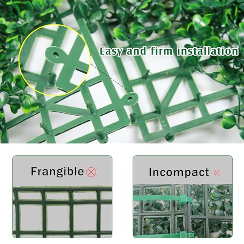 Ogrmar 12 PCS 20"x 20" Artificial Boxwood Panels Topiary Hedge Plant, Privacy Hedge Screen Sun Protected Suitable for Outdoor, Indoor, Garden, Fence, Backyard and Decor (12, 20"x 20") - size: 20"x 20"
