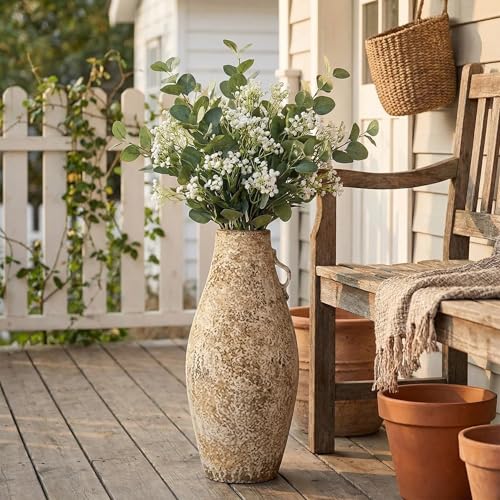 Ceramic Rustic Farmhouse Vase,Extra Large Terra Cotta Vase, Huge Pottery Decorative Flower Vases for Living Room Entryway Table Centerpiece Decor(19.6'' X 8.7'' x 8.7'')(Bottle) - color: Bottle