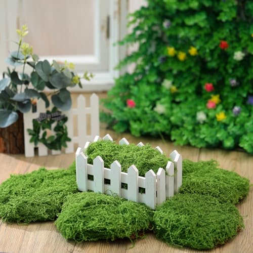 Solsew 6 Pcs Artificial Fake Green Moss for Potted Plant Indoor Waterproof Decorative Faux Moss Decor for DIY Crafts Garden Wedding Party Decoration (Bright) - style: Bright