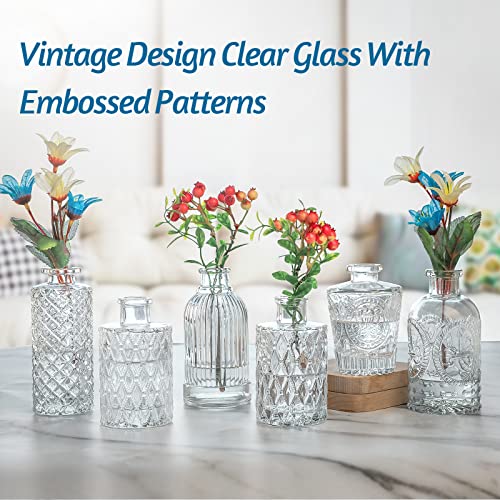 Glass Vase Bud Vase in Bulk Set of 12，Small Vintage Flower Bottle Petite Glass Flower Vase for Floral Arrangements, Decorative Centerpiece,Table Decor,Home Wedding Party - color: Clear-12