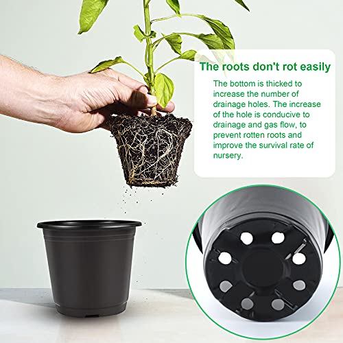 Augshy Nursery Pots, 110 Pcs Black Plastic Plant Pots 4 Inches Seed Starting Pots Containers with 110 Labels - size: 4 Inches