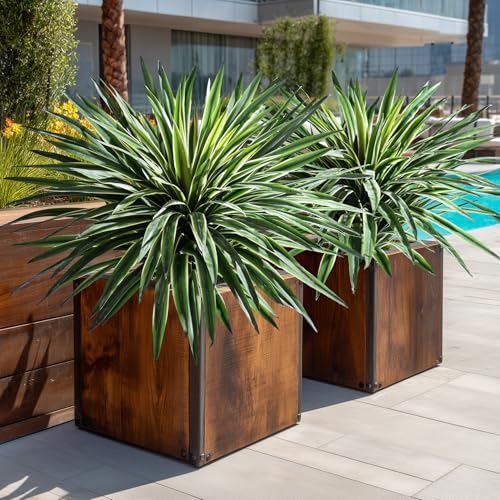 Artificial Agave Plant Fake Agave Planters for Indoor Outdoor Faux Agave Plants Real Touch Realistic Greenery for Home Living Room Office Bathroom Garden Front Porch Patio Decor (27inch-2 Pcs White) - size: 27inch-2 Pcs White