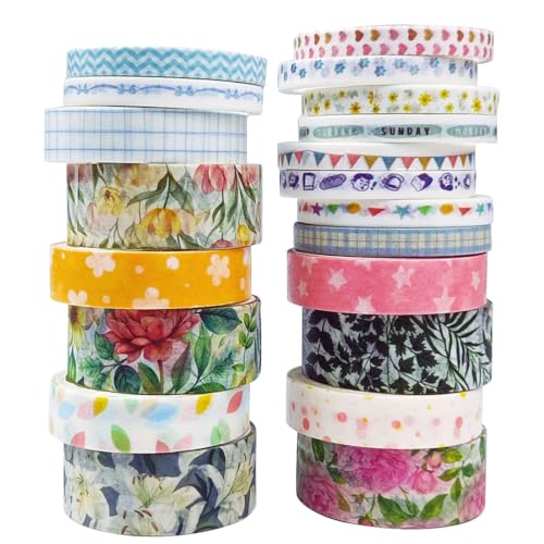20 Rolls Washi Tape Set,Floral Washi Tape for Journaling, Assorted Sizes (Floral A) - color: Floral A