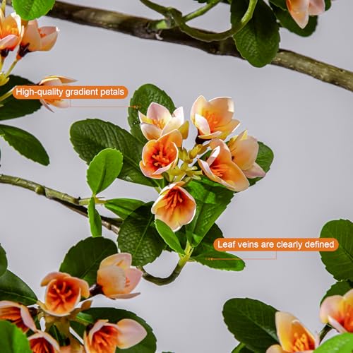 3ft Artificial Bonsai Tree Large Fake Bonsai Tree with Pot Artificial Cherry Blossom Tree Indoor Sakura Faux Bonsai for Entryway Living Room Home Office Japanese Decor (Yellow) - color: Yellow
