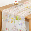 AerWo Embroidery Sage Floral Table Runner 120 Inch 10FT, White Floral Runners for Tables Flower Decorations for Party, Flower Runner for Table Kitchen & Dining, Party and Event Centerpiece