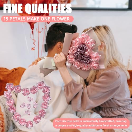 300Pcs Premade Satin Ribbon Rose Petals Half-Finished for Eternal Rose DIY Ramos Forever Flowers Bouquets Everlasting Floral,for Wedding,Anniversary,Birthday (300 Pcs Light Pink) - color: 300 Pcs Light Pink