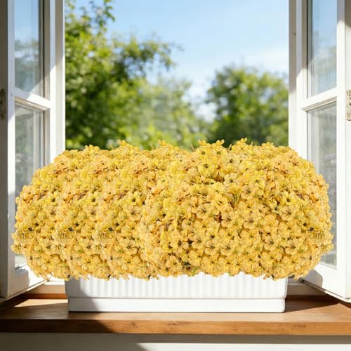 22 Bundles Artificial Flowers Outdoor, Faux Flowers UV Resistant with Plastic Plants, Faux Silk Flowers for Outdoors Outside Front Porch Hanging Planter Window Box Garden Decoration - color: Yellow, size: 22 Bundles