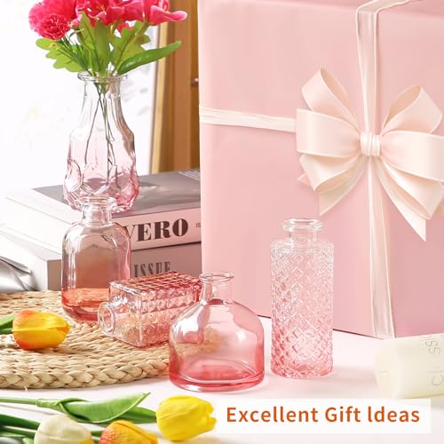 Mini Glass Bud Vases Flower Vases for Centerpieces- Ideal for Home Decor, Wedding & Bridal Shower Centerpieces, Party & Anniversary Decorations, Candle Holders,Aromatherapy Bottles(30 pcs,Light red) - color: Light Wine-red, size: 30 pcs