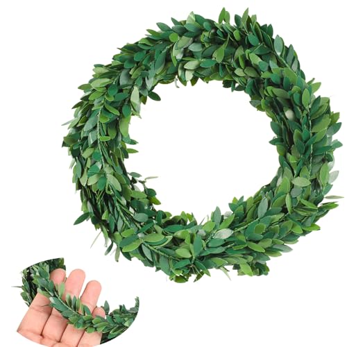 24.6 FT Artificial Green Vines for Decoration Mini Leaf Garland Green Vines Yards Fake Vine Garland Vine Ribbon Wreath Accessory Ivy Garlands for Party Wedding DIY Leaves Headband Home Decoration