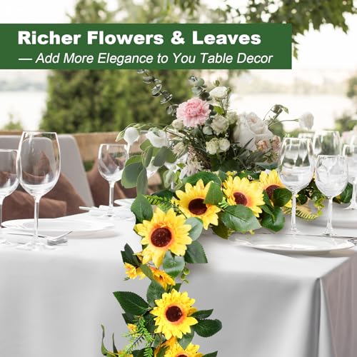 Naidiler Vibrant Full Sunflower Garland for Decoration, 6.2Ft Pretty Sunflower Vine for Wedding Baby Shower Boho Birthday Party Table Room Backdrop Décor - color: Yellow Green