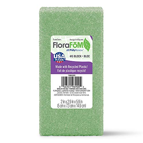 FloraCraft FloraFōM Block 2 Inch x 2.9 Inch x 5.9 Inch Green - size: 2" x 2.9" x 5.9"