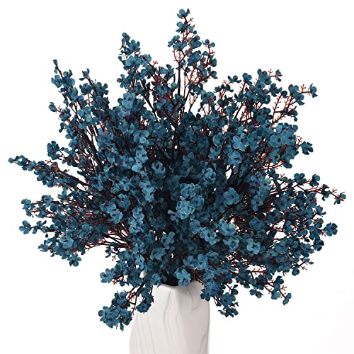 15PCS Artificial Baby Breath Flowers Fake Silk Real Touch DIY Floral Bouquets Decor Wedding Party Decoration Arrangements-Teal Blue - color: 15pcs-teal Blue