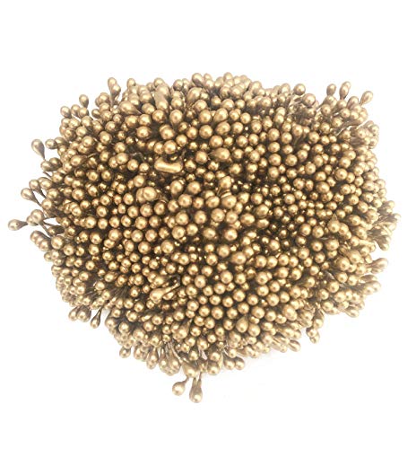 1800 Pcs 1.5mm Mini Pearl Double Heads Flower Stamen Pistil Handmade Artificial Flowers Wedding Party Home Decoration DIY Christmas Scrapbook Accessories Gold - color: Gold