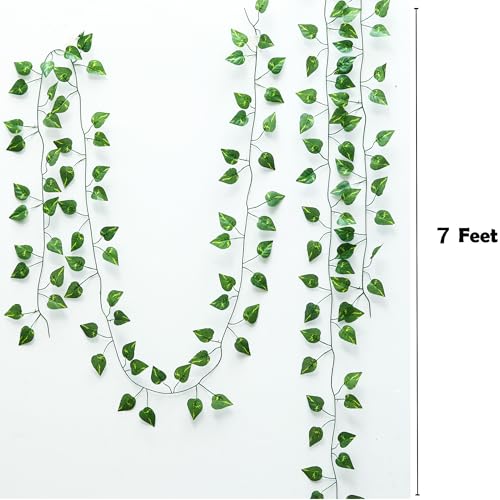 56 Feet 8 Pack Fake Greenery Hanging Garland, Artificial Ivy Leaf Plants, Vine Leaves, Flowers Foliage for Bedroom Garden Wall Decor - color: Green-8pack
