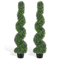 Artificial Spiral Topiary Trees Set of 2, 4ft Faux Boxwood Topiary, UV Resistant & Fade Resistant, Year-Round Greenery for Indoor Outdoor Home, Porch, Patio, Garden Decor