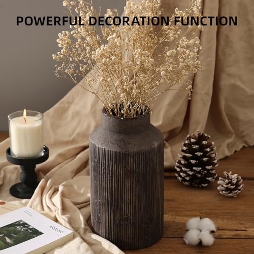 Rustic Vases for Home Decor. Ceramic Vase for Dining Table Decor. Terracotta Decorative Vase 9.7IN. ZSHLXM - color: Dark Brown, size: 5.2 x 9.6 inches
