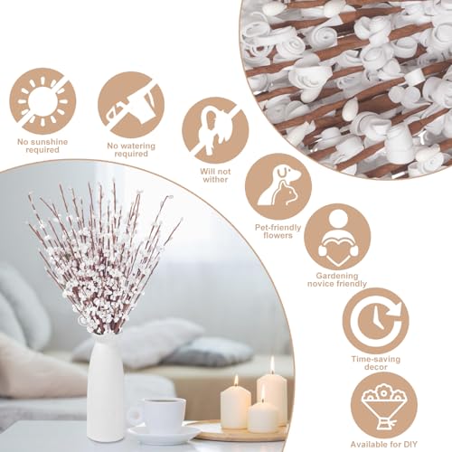 Wootkey 10Pcs 17.5'' Faux Jasmine Artificial Flowers White Flowers Tall White Floral Branches for Home Wedding Vase Filler Party DIY Decoration Halloween Decoration - color: White, size: 10pcs-17.5''