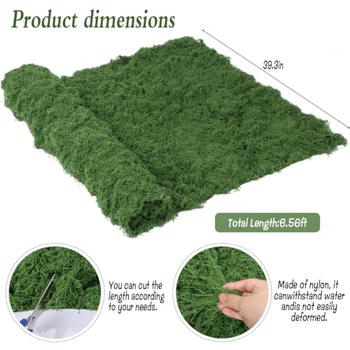 Artificial Moss Mat, 39" x 78" Large Fake Moss Sheet for Crafts & Planters, Realistic Green Moss Roll Capable of Creating Seamless Moss Walls, Table Runners, Fairy Gardens & Wedding Decor - size: 39" x 78"
