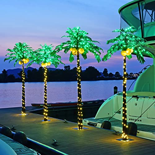 Lightshare Lighted Upgraded 8FT Gorgeous Artificial Lighted Palm Tree, 256 LED Lights, Decoration for Home,Party, Christmas, Nativity, Outside Patio - size: 8ft
