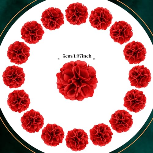 16 Pcs Lapel Flowers for Men Suits Flower Lapel Pins for Men Brooch Pins Handmade Satin Boutonniere - color: Red, size: Noble
