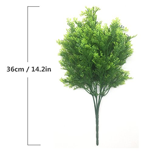 CATTREE Artificial Shrubs Bushes, Plastic Fern Leaves Simulation Faux Grass Realistic Fake Plants Wedding Indoor Outdoor Home Garden Verandah Kitchen Table Centerpieces Arrangements Decoration 4 pcs - color: Fern Grass-4 Pcs