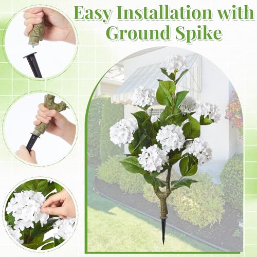 Daifunli 2 Pack 36″ Artificial Hydrangea Trees Real to Touch Faux Hydrangea Bushes Plants with Stakes for Wedding Spring Home Office Living Room Housewarming Gift(White) - color: White