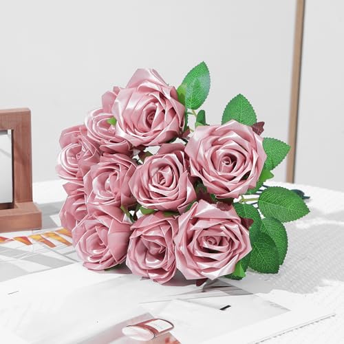 Eternal Rose DIY Supplies: 100Pcs Pre-Made Satin Petals, Create Handcrafted Forever Flowers for All Celebrations & Parties (Bean Pink) - color: 100 Pcs Bean Pink