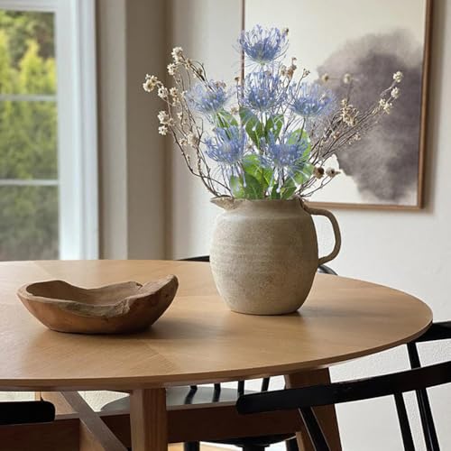 Hollyone 33" Blue Artificial Chrysanthemum Flowers 2Pcs Spider Mum Flower Arrangement Large Faux Flowers with 3 Heads Long Stem for Decoration Home Office Wedding Centerpiece Bouquet Decoration - color: Blue