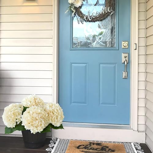 JINWOE Boho Silk Hydrangea Artificial Flowers, 4Pcs 22" Large Lifelike Flowers,Artificial Hydrangeas for Indoor Bouquet Table Centerpieces Home（Cream/Yellow） - color: Cream