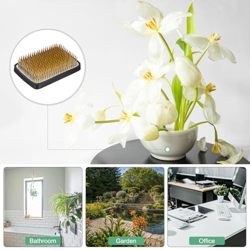 M METERXITY Flower Frog 3.27" x 2.28" Rectangle Copper Floral Arranger Pins Ikebana Holder W Rubber Base for Flower Arrangements/Craft Plant/Home Decor, Floral Kenzan Fixed Tool [1.1cm Pins] - size: 3.27" x 2.28"