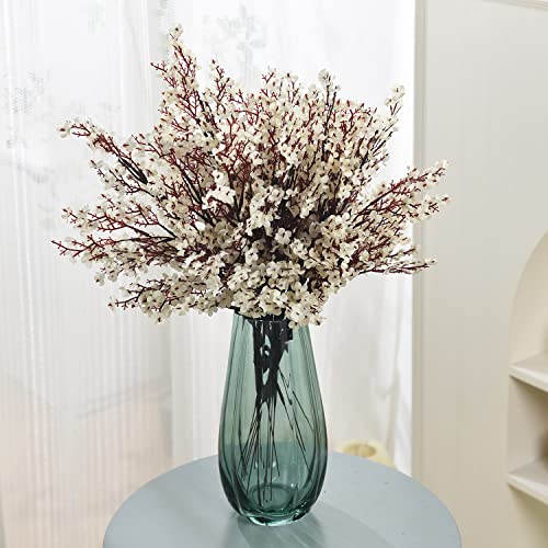 15PCS Artificial Baby Breath Flowers Fake Silk Real Touch DIY Floral Bouquets Decor Wedding Party Decoration Arrangements-White - color: 15pcs-white