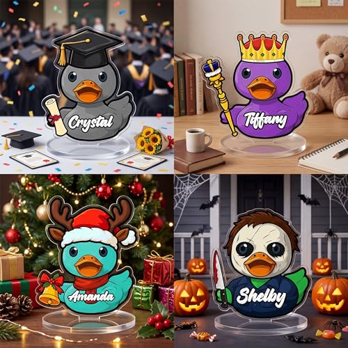 Custom Duck Acrylic Standee Personalized Name & Costume Funny Duck Desktop Decorations, Duck Decor Gift for Birthday Party, Christmas, Halloween (Duck) - color: Duck
