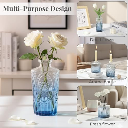 BEAHOT Bud Vase in Bulk - Flower Vases for Wedding Decorations, Glass Vase for Table Decorations, Small Vase for Home, Mother's Day, Centerpieces, Party, Office (32pack,Blue) - color: Blue