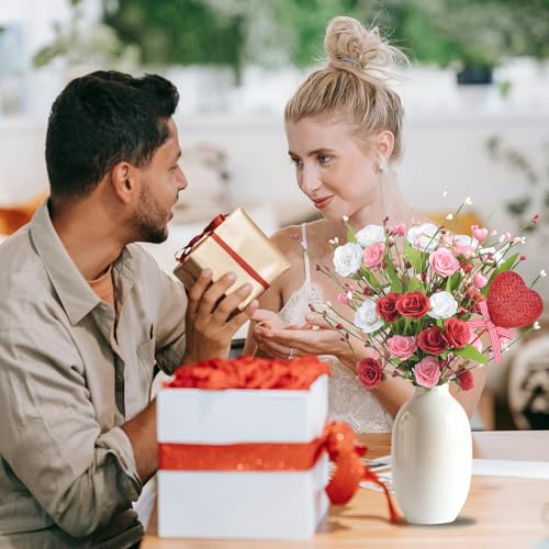 5pcs Artificial Flowers Fake Roses/Tulips Artificial Flowers for Mother's Day Wedding, Party Bulk Home Kitchen Wedding Table Decoration - color: Red-loverose