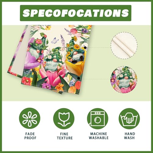 XCHI Tulips Gnomes Flowers Spring Table Runner Summer Table Decoration for Party Home Kitchen Dining Holiday Decor 13x48 Inch - size: 13x48 Inch