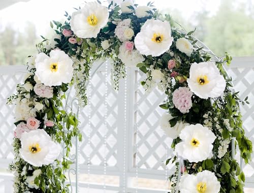 Poppy Flowers Artificial,6PCS Faux White Poppies 41.3in Long Stem Artificial Flowers for Tall Vase Wedding Party Office Decor(White) - color: White