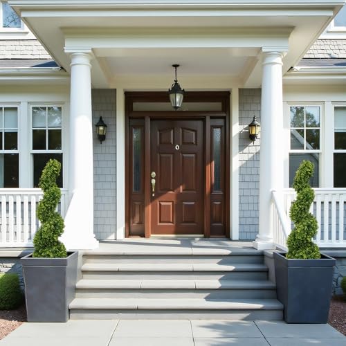 3ft Spiral Boxwood Topiary Trees Artificial Outdoor Set of 2 - UV Resistant Faux Plants for Outside Planters, 36" Fake Twisted Tree for Front Porch Decor - color: Milan Foliage, size: 3FT