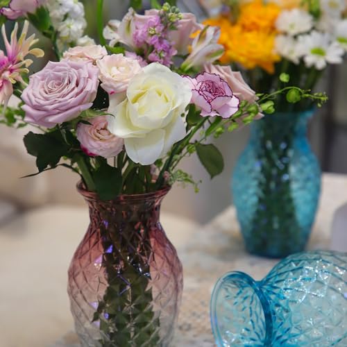 Vase for Flowers Small Glass Vases for Home Decor Table Centerpieces Living Room Bedroom Bookshelf Kitchen Modern Office Wedding Decoration Vintage Flower Vases Red White - color: Red White