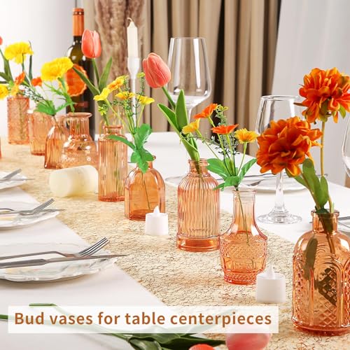 Valentine's Day Glass Bud Vases,Versatile Small Bud vases for Home and Wedding Decor, Exquisite Bridal Shower Table Centerpieces,Aromatherapy Bottles,Candle Holder, Gifts Idea(Pack of 30,Amber) - color: Amber, size: 30 pcs