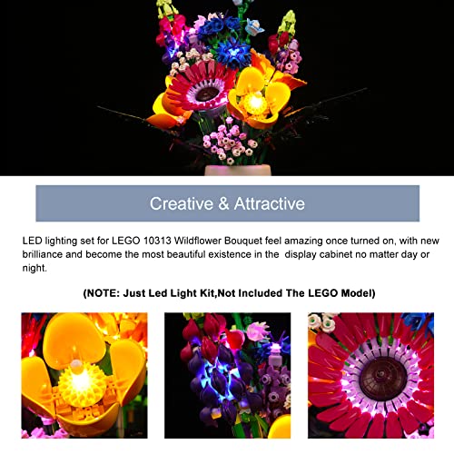 BrickBling LED Lighting Compatible with Lego Icons Wildflower Bouquet 10313 Artificial Flowers; Creative Light Kit Compatible with Lego 10313, Great Gift for Adults