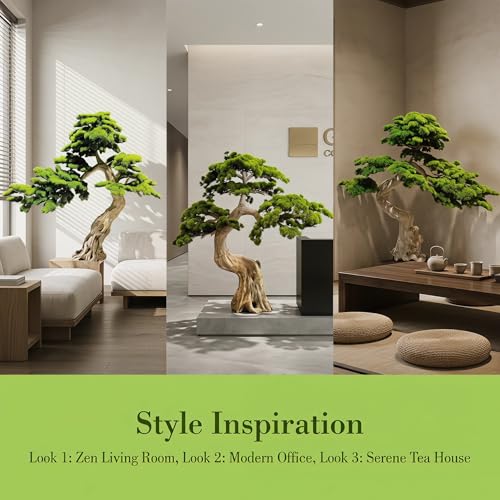 Large Artificial Bonsai Tree - Faux Plants Indoor Podocarpus Tree, Realistic Guest-Greeting Pine Decor for Home Office, Living Room, Farmhouse Zen Decor (12FT) - size: 11ft 5in