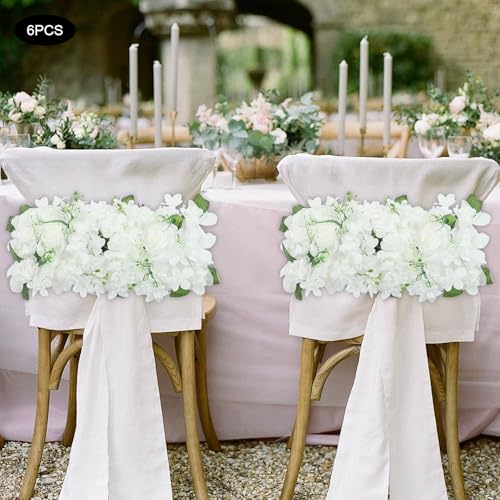 Wedding Arch Artificial Flowers Panels, 6pcs Silk Rose Floral Wall Backdrop, 13.8 x 13.8in Artificial Flowers Garland for Wedding Party Table Decoration, White (White, 6 Pcs) - color: White, size: 6 Pcs