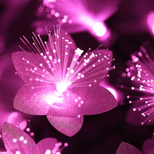 Drawelry Fiber Optic Flower Tree Lamp - 48 LED Table Night Light USB Powered Artificial Flower Bonsai Tree Lamp Bedroom Living Room Decor Valentine's Day Birthday Gift for Women Girls Mother (Pink) - color: Pink