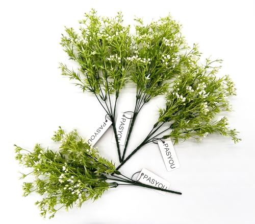 Artificial Plants, Fake Gypsophila Shrubs Plastic Pearl Bridal Bouquet Faux Baby Breath Flowers Bushes Greenery Decor for Indoor Outdoor Garden Party Wedding DIY Decoration 4 Pack - color: Pearl Gypsophila Flowers - 4 Pack
