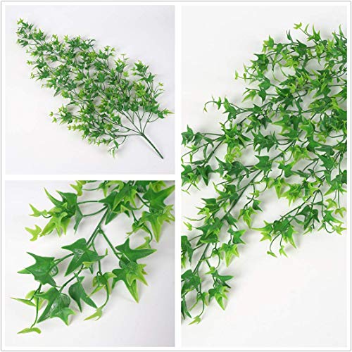 Artificial Hanging Vine, Sweet Potato Leaves Plastic Plants Greenery Faux Ivy Garland Fake Plant UV Resistant for Indoor Outdoor Garden Door Wall Baskets Wedding Party Table Decoration Green 4 Pcs - color: Sweet Potato Vine-green-4 Pcs