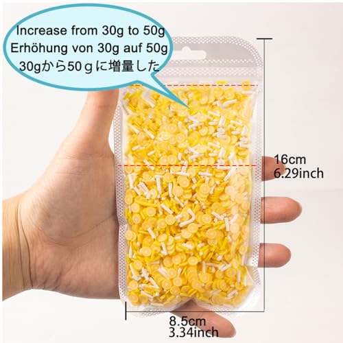 FUNSHOWCASE Polymer Clay Lemon Slices Sprinkles for Fake Dessert Cake Decor, Decoden Phone Case, Slime Projects DIY, Scrapbooking, Resin Jewelry Making Pack of 50g - color: Lemon Slices 50g