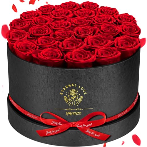 Impouo Forever Flowers, 27 Roses in A Box, Real Preserved Roses, Birthday Gift for Women, Mother's Day, Anniversary, Red Rose (Red, 27 Rose) - color: Red, size: 27 Rose