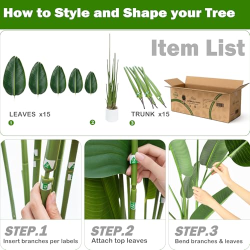 Bird of Paradise Artificial Tree 7ft Tall Faux Plant, Fake Banana Leaf Plant Indoor, Faux Palm Tree Faux Floor Plants Tropical Tree in Pot, Present for Friend Housewarming Decor - color: White, size: 7FT
