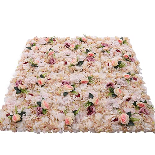6 Pcs Flower Wall Panel Floral Backdrop, 24*16in Artificial Flower Wall Panels Pink Yellow Flowers Flower Walls Decor Silk Fabric for Wedding Party Room Home Decor Decoration (Pink, Yellow) - color: Pink, Yellow