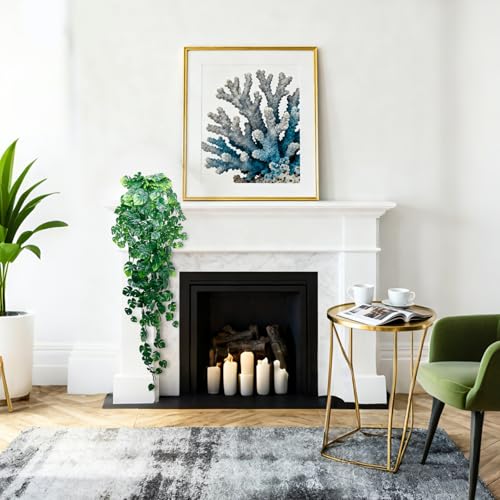 Artificial Hanging Plants for Shelf, 2-Pack Fake Potted Greenery Faux Monstera Leaves Vines in Black Pot, Décor for Office Living Room Bathroom Indoor Outdoor - color: 2-pack Monstera Leaves Vines